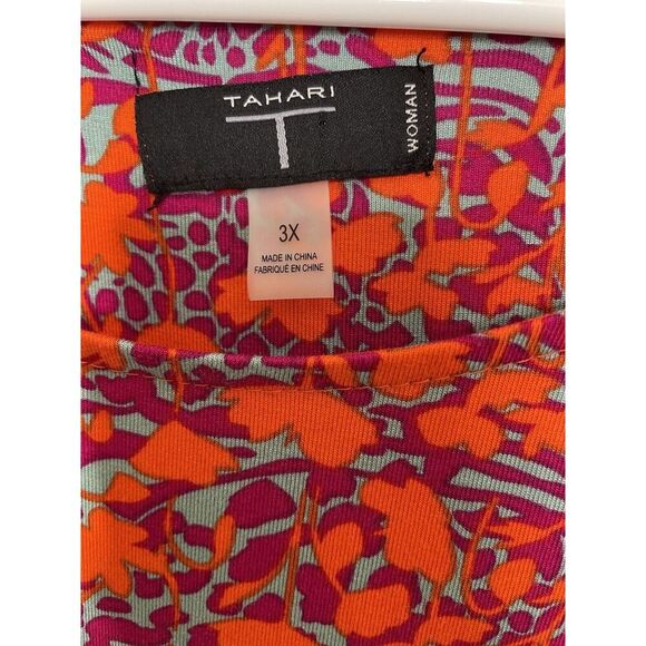 Tahari Plus Size 3X Dress Short Sleeve Stretch Knee Length Rayon Spandex - Picture 3 of 8